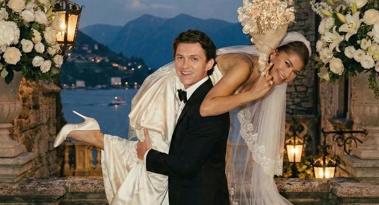 Zendaya and Tom Holland attending a red-carpet event amid wedding speculation.